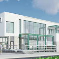 Modern Detached Villa With White Exterior Large Glass Windows Green Frames And Terrace
