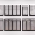 Modern Sliding Doors With Various Designs Black Frames And Glass Panels 3d model