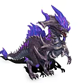 Fierce Purple And Black Dragon Like Creature With Sharp Horns Fins And Teeth