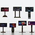 Interactive Commercial Equipment With Multiple Digital Touch Screens On Metal Stands 3d model