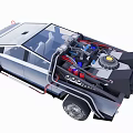 Detailed 3D Rendering of Concept Car With Exposed Engine Battery and Components