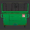 Green Household Trash Bin With Black Lid And Red Label For Daily Use