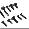 Various Black Screws in Multiple Sizes and Metal Material for Industrial Applications