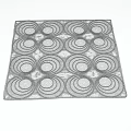 Square Rug with Stylish White Concentric Circles on Black Background Design