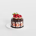 Delicious Strawberry Chocolate Cake Topped With Fresh Strawberries And Chocolate Drizzle