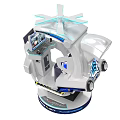 3D Experience VR Gaming Cockpit With Blue White Design And Top Propeller