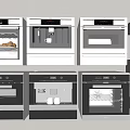 Modern Built in Kitchen Appliances Including Oven Microwave And Coffee Maker 3d model