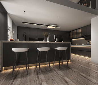 Kitchen area Modern bar area 3d model