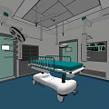 Modern Operating Room Interior With Surgical Bed Lights And Medical Equipment Setup
