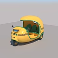 Yellow ECO 150 Electric Tricycle With Semi Enclosed Roof And Green Seats