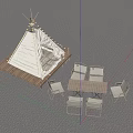 Outdoor Teepee Tent With String Lights And Wooden Platform For Camping Relaxation Area