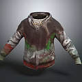 Vintage Distressed Hoodie With Camouflage Sleeves Multicolor Patchwork And Zipper Front