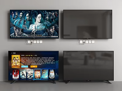 Smart TV Screens Displaying Movie And Show Content With Modern Sleek Design 3d model