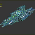 Blue Futuristic Spaceship Model With Complex Modular Structure And Sharp Edge Details 3d model
