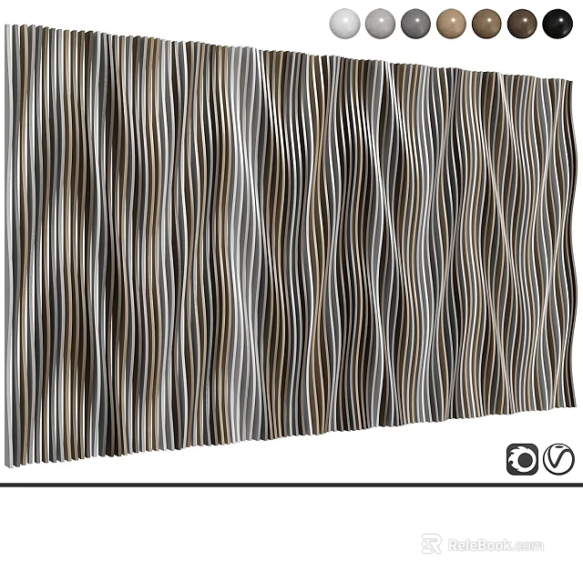 Modern Interior Background Wall With Wavy Striped Multi Colored Pattern 3d model