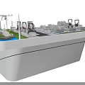 Detailed Sand Table Model With Wind Turbines Power Facilities And Buildings Layout Design