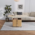 Wooden Coffee Table With Storage Shelf Book And Cup In Modern Living Room