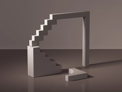 Modern Minimalist Decorative Ornament Combination with Geometric Staircase and Arch Frame for Home Interior Decor 3d model