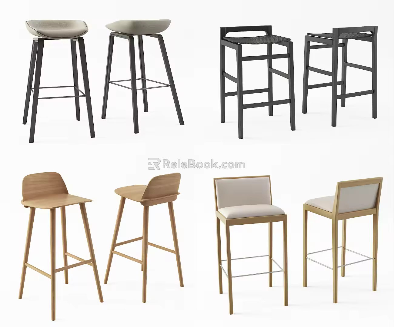 Nordic Bar Chair Combination 3d model
