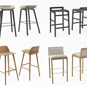 Nordic Bar Chair Combination 3d model