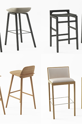 Nordic Bar Chair Combination 3d model