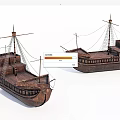 Vintage Wooden Ships With Masts Rigging And Classic Hull Design