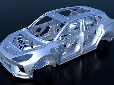 Metallic Car Body Frame Structure With 3D Design And Detailed Components 3d model