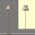 Elegant Floor Lamps With Pleated And Petal Shaped Shades On Golden Stands