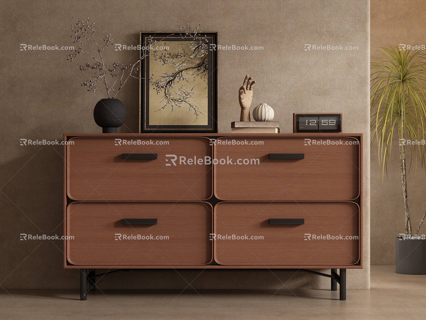 Antique Side Cabinet Sideboard Cabinet for Entrance 3d model