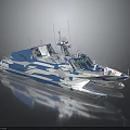 High Speed Blue And White Camouflage Military Patrol Boat With Streamlined Hull And Antennas