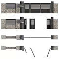 Modern Entrance Gate With Stone Cladding And Horizontal Metal Slats Design