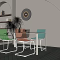Acrylic combination dining table 3d model