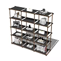 Modern Multi tiered Bookcase With Copper Frame Black Shelves And Books Photo Frame Decorations
