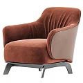 Modern Terracotta Velvet Armchair With Plush Seat Curved Armrests And Metal Legs