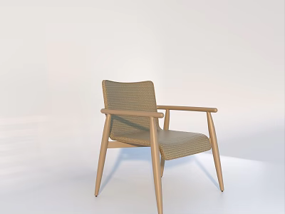 Modern Outdoor Chair With Wooden Frame Woven Seat And Armrest For Patio Use 3d model