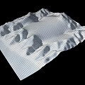 3D Terrain Model of Mountain Landscape with Blue Tones and Black Background