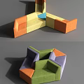 Modular Sofa Set with Colorful Sectional Pieces for Modern Interior Design 3d model