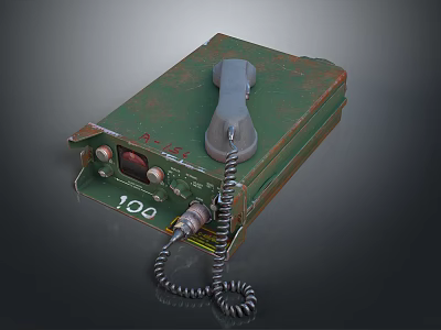 Old Green Vintage Telephone With Handset Classic Design And 100 Marking 3d model
