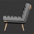 Grey Fabric Single Sofa With Vertical Striped Design And Wooden Legs Modern Style