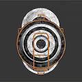 Industrial Mechanical Equipment With Metal Structure Orange Railings And Gray White Body