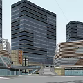 Modern Urban Complex Design With Tall Buildings Green Spaces And Plaza