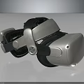 Sleek Silver Black VR Headset With Ergonomic Head Strap And Comfortable Fit 3d model
