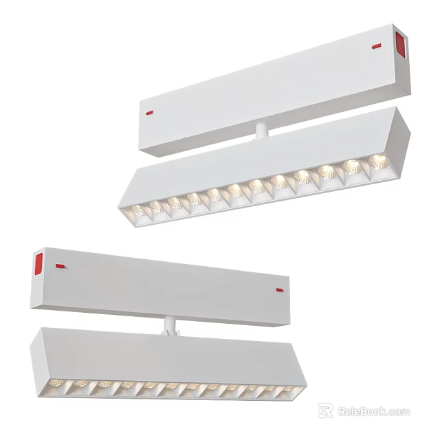 White Linear LED Downlights And Spotlights With Multiple Bulbs For Indoor Lighting 3d model