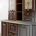Modern Kitchen Interior Featuring Dark Wood Cabinets With Tile Backsplash And Appliances