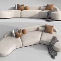 Modern Multiplayer Sofa Multiplayer Curved Sofa 3d model