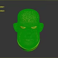 3D Animated Character Head With Bald Features And Serious Facial Expression 3d model