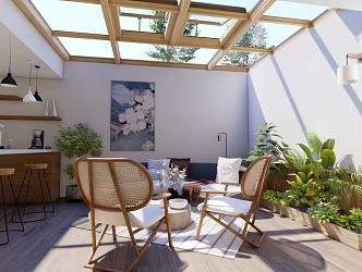 Modern Sun Room Tea Room Combination Sofa Table and Chair 3d model