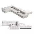 Beige Linen Fabric Modern Modular Sectional Sofa With Comfortable Multi Seat Design