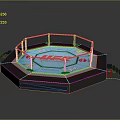 UFC Octagon Fighting Ring Structure Featuring Blue Mat Black Fencing And UFC Logo