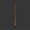 Three Wooden Magic Wands With Carved Designs And Decorative Handles